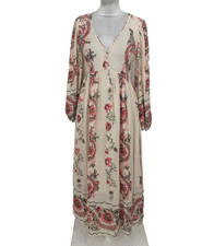 Per Una Women's Maxi Tea Dress Size 6 Petite Ivory Mix Floral V-Neck New F1