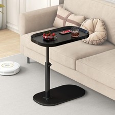 Adjustable Height C Shaped Side Table, 360°Swivel under Sofa Table, Small Laptop