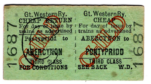 Railway ticket w - railway, g.w.r