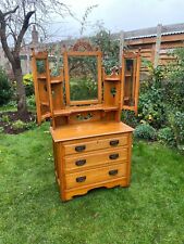 Antique Batwing Satinwood Dressing Table Chest Of Drawers Arts Crafts Oak Pine