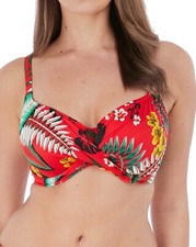 Fantasie Vilamoura Bikini Top Lollipop Red 34D Underwired Full Cup Floral 6560