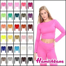 Womens Crop Top Long Sleeve