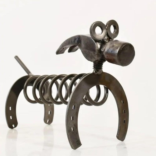 Recycled metal dachshund - metal,