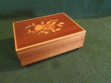 Vintage Sorrento Ware Wooden Wood Inlaid Jewellery Musical Box - Isle of Capri