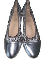 Gabor Ladies Silver Heel Size 7 Animal Skin Leather Slip-on Court Shoes