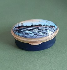 Rare Staffordshire Enamel Trinket Box Bilston & Battersea 'SS Cowrie' 1896-1929