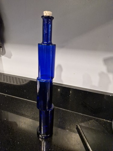 Decorative blue glass bottle - glass,