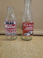 X2 Vintage Glass Milk Bottles
