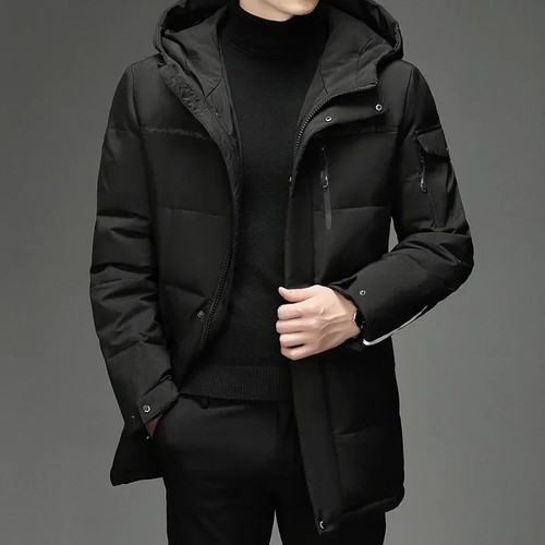 Men long hooded down parka - hooded,