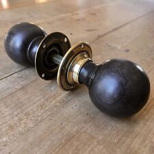 Antique Ebony Door Knobs Handle Pull Vintage Original Old Victorian Brass