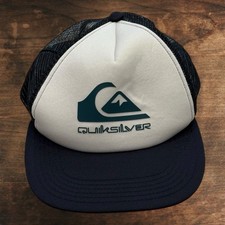 Quiksilver Mesh Trucker Hat Snap Back Adjustable Navy White Cap Skater Casual