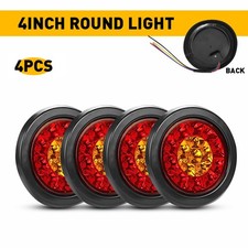 4inch Round Red Amber 16-LED Truck Trailer Brake Stop Turn Signal Tail Lights 4x