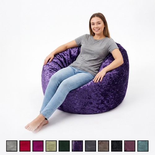 Crushed velvet bean bags - crushed,