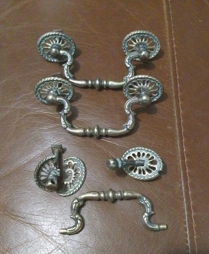 Vintage solid brass drop - solid, bail