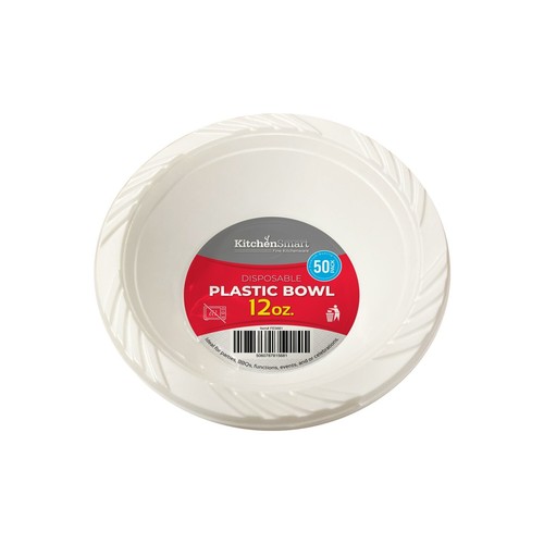 White plastic bowls - white, 7"