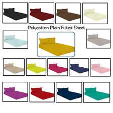 Fitted Sheet Polycotton Plain Dyed Non Iron Percal Elastic Corner Best Bed Sheet