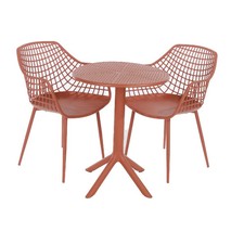 Rimini Terracotta Bistro Set Table and 2 Chairs Lattice Design Outdoor