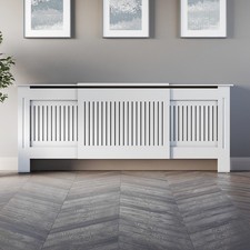 White Radiator Cover Wall Rad Cabinet Adjustable MDF Wood Vertical Style Modern