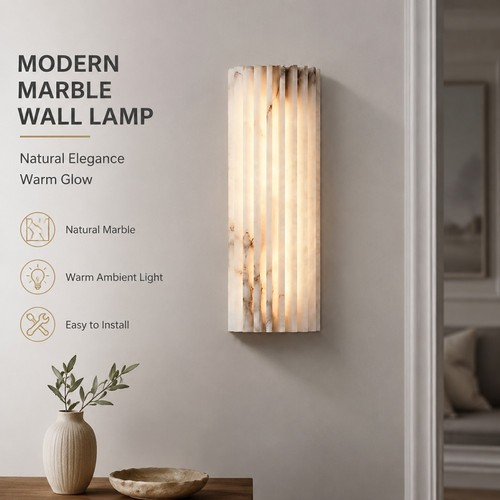 Natural marble wall sconce - natural,