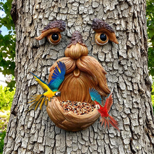 Tree face bird feeder outdoor - tree,