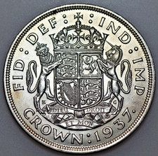 1937 GEORGE VI CROWN, BRITISH SILVER COIN, BU