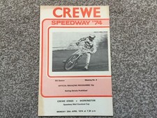 * CREWE v WORKINGTON 29/4/74 unmarked speedway programme, many pics