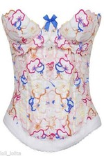 AGENT PROVOCATEUR STUNNING WHITE/MULTI DYLAN BASQUE BUSTIERE CORSET 32B BNWT