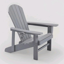 Von Haus Adirondack Garden Patio Chair, Weatherproof, HDPE Crafted, Grey. New.