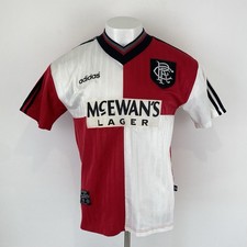 Rangers 1995/96 Football Shirt Adidas Away Red White Size Large Mens Vintage