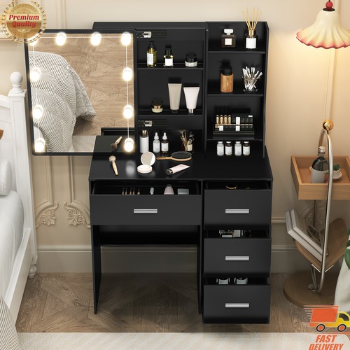 Black drawers dressing table - black,
