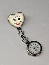 Quartz Nurses Heart Smiley Face Clip on Watch Working Novelty Fun
