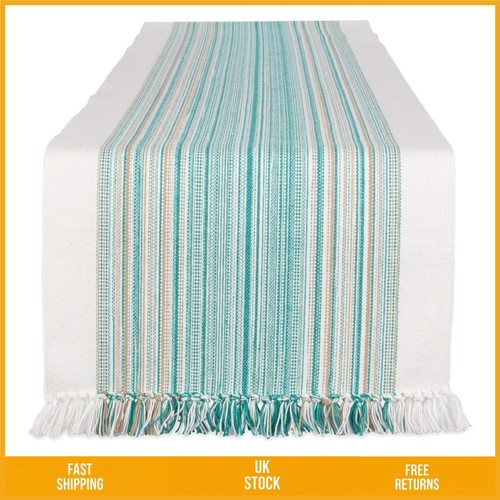 Elegant fringed stripe teal - fringed,