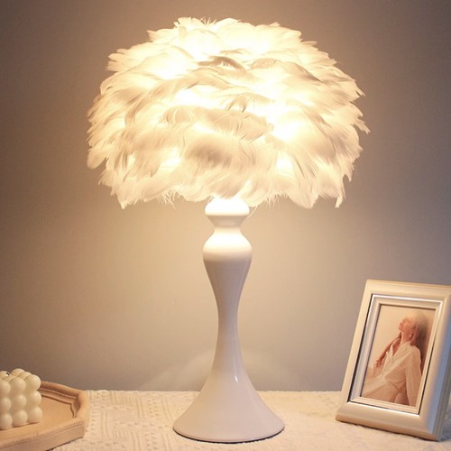 Fluffy white feather bedside - fluffy,