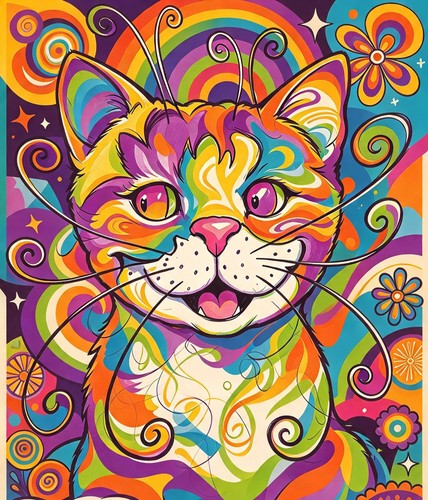 Multicolour cartoon cat print - multicolour,
