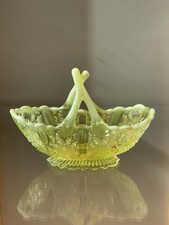 Davidson Yellow Pearline Basket - Victorian Uranium Glass -Lady Chippendale
