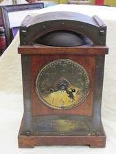 H.A.C Arts and Crafts Oak and Copper Big Bell Clock Retailed Liberty co c1900