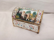 VINTAGE CAPODIMONTE CASKET CHEST TRINKET JEWELLERY STORAGE BOX