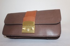Jigsaw Brown Leather Clutch