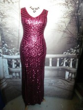 Prom Dress 14 Red Sequin Quiz Long Ballgown Stretch Evening Stunning Deco Geo