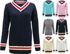 Women Cable Knitted V Neck