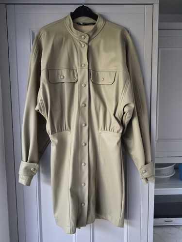 Zara khaki green faux leather - zara,