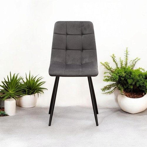 Grey fabric dining chair black - fabric,