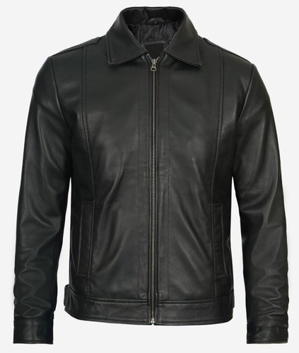 Mens black lambskin shirt - mens,