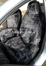GREY FAUX FUR CAR SEAT COVERS  FRONT PAIR UNIVERSAL FIT