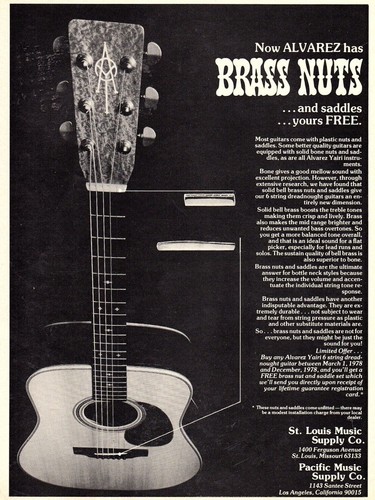 Vtg 70s alvarez guitar brass - 70s,
