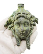 ANCIENT ROMAN BRONZE CHARIOT MOUNT GODDESS WITH HEADRESS
