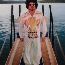 Full Elvis Custome Wig & Glasses Luxurious Set Chest 46 Leg 32 Im All Shook Up