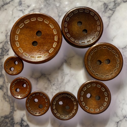 Brown wooden buttons - 2, hole