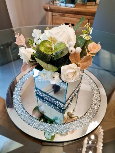White rose and pink eucalyptus