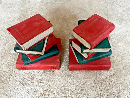Solid wood stacked books - stacked,